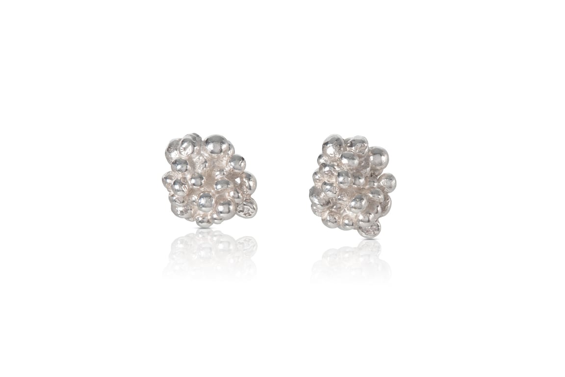 Handcrafted Silver Granulation Stud Earrings