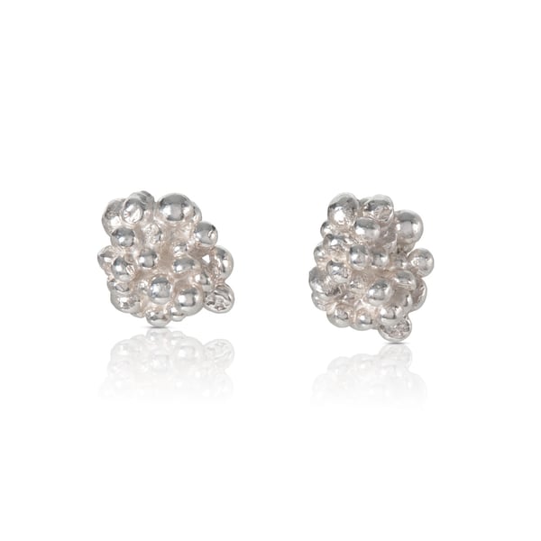 Handcrafted Silver Granulation Stud Earrings