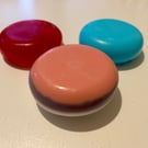 Rounded, colourful soap bars