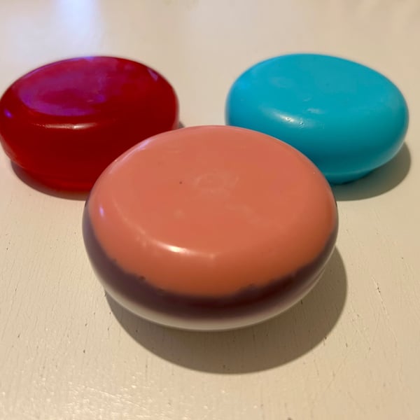 Rounded, colourful soap bars
