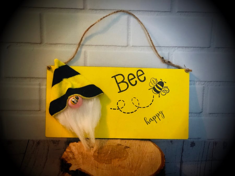 Bee Happy Wooden Plaque