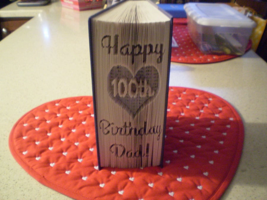 Happy 100th birthday Dad CUT & FOLD Book Folding Pattern - EMAILED PDF PATTERN