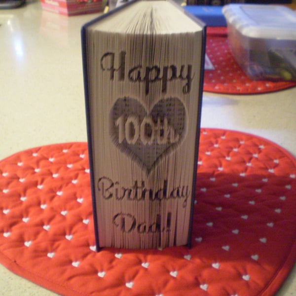 Happy 100th birthday Dad CUT & FOLD Book Folding Pattern - EMAILED PDF PATTERN