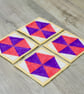 Set of four quilted coasters with a traditional hexagon patchwork design. - Image 7