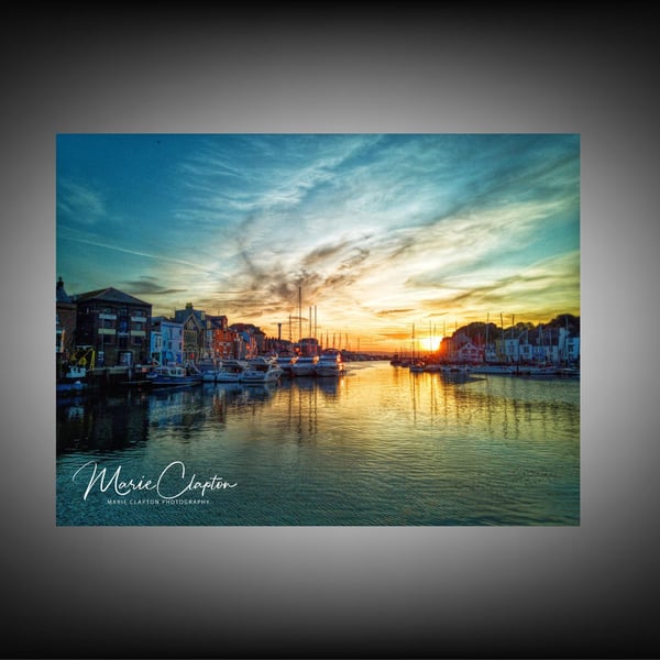 12x8 Inch Photo Print of Sunrise Weymouth Harbour Dorset