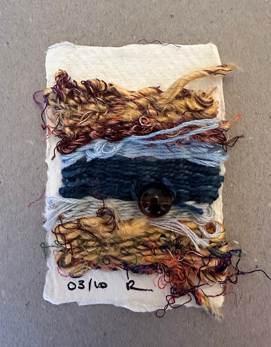 Beaded miniature weaving on paper 3 of 10