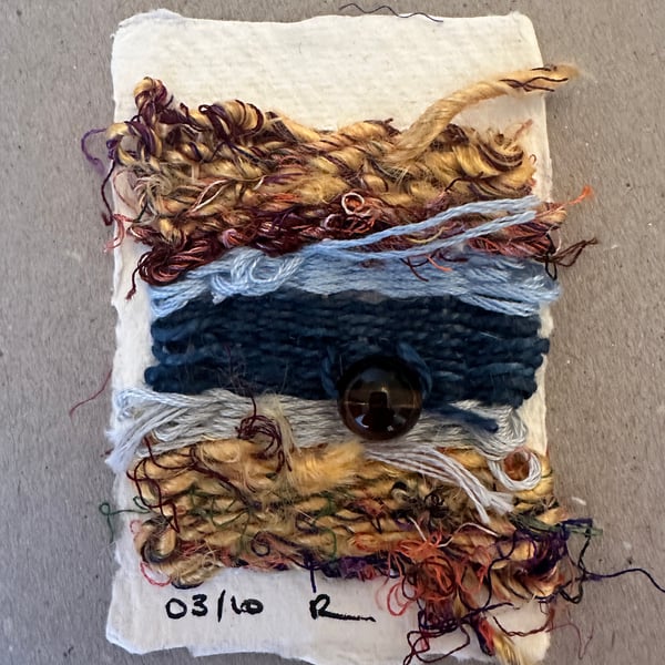 Beaded miniature weaving on paper 3 of 10