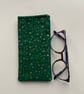 Green With Gold Stars Quilted Fabric Glasses Case