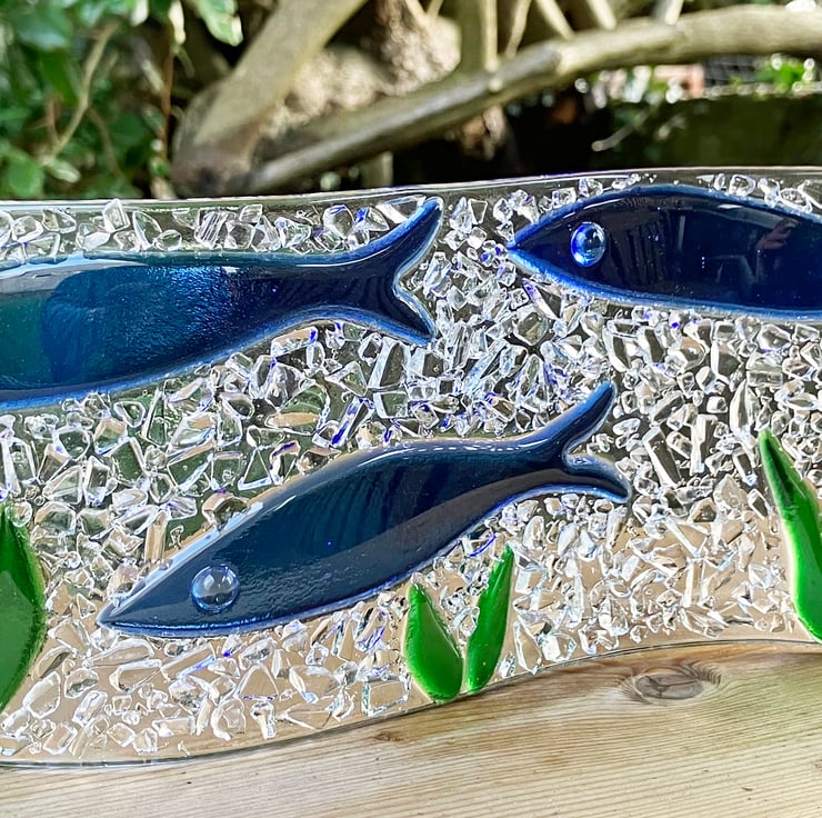 Fused Glass Freestanding Curved Panel with a Fi... Folksy