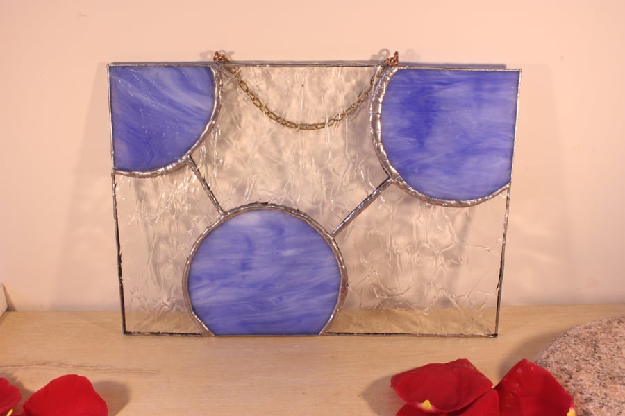 Molecular - Copper Foiled Stained glass blue and clear panel