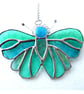 Teal Butterfly Suncatcher Stained Glass Handmade 