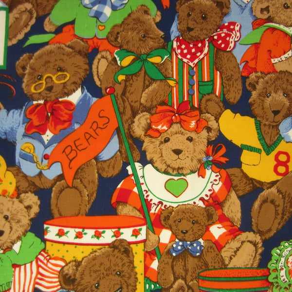 SALE Teddy Bears Fabric. Fat Quarter Remnant