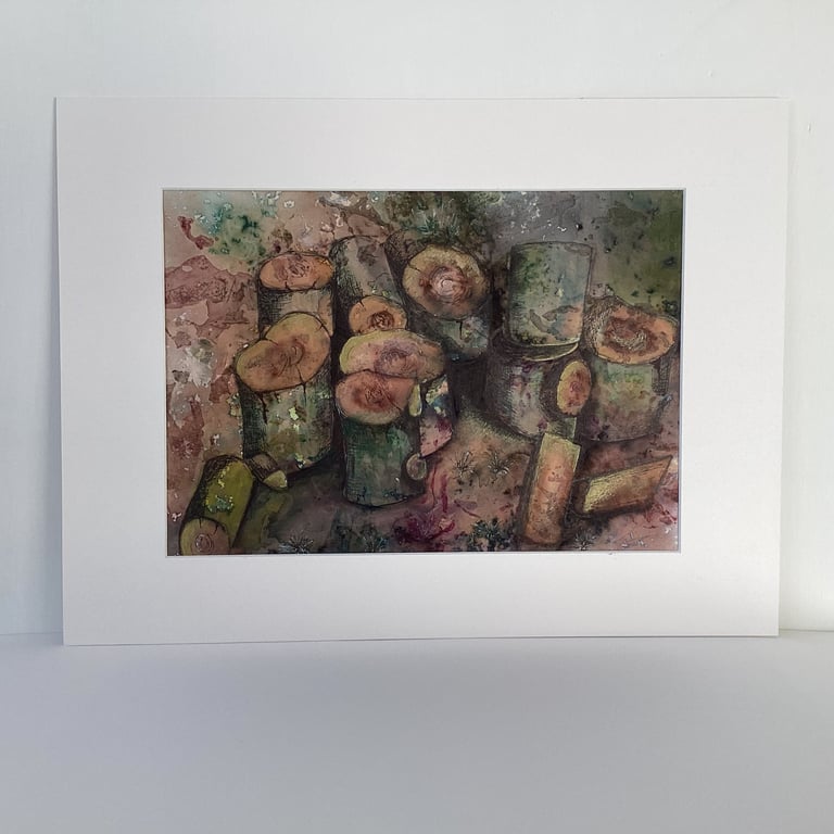 Log Pile - watercolour