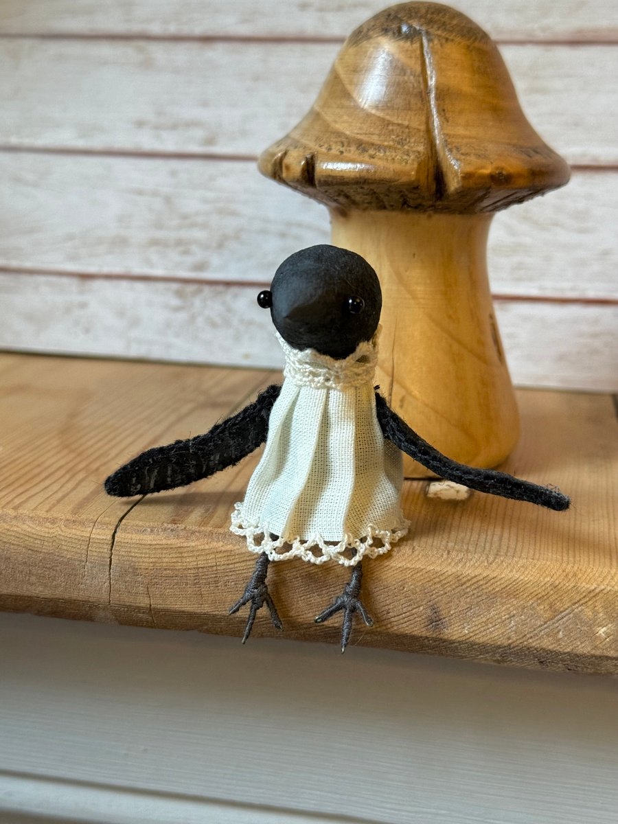 Spun Cotton Miniature Crow Doll Morrigan