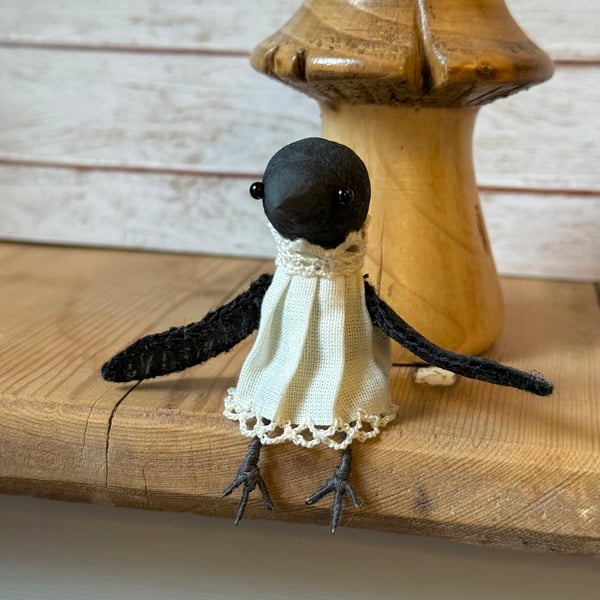 Spun Cotton Miniature Crow Doll Morrigan