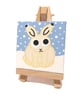 Arctic Hare Small Original Art - mini painting of cute white bunny in snow  - Image 1