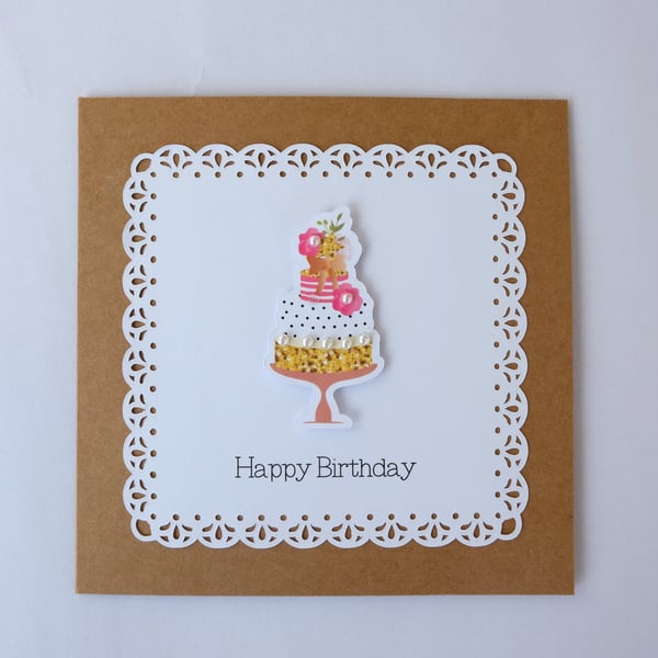 Elegant Celebration Cake Birthday Card