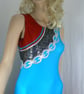 Turquoise gymnastic leotard featuring chain design - Image 2