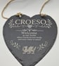 Welsh Croeso Slate Heart Plaque Welsh Welcome Sign Engraved Slate Hanging Decora - Image 3