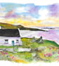 Cottage by the coast original watercolour painting