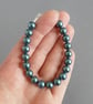 Simple Dark Green Pearl Bracelet - Teal Jewellery for Brides, Bridesmaids, Gifts - Image 2