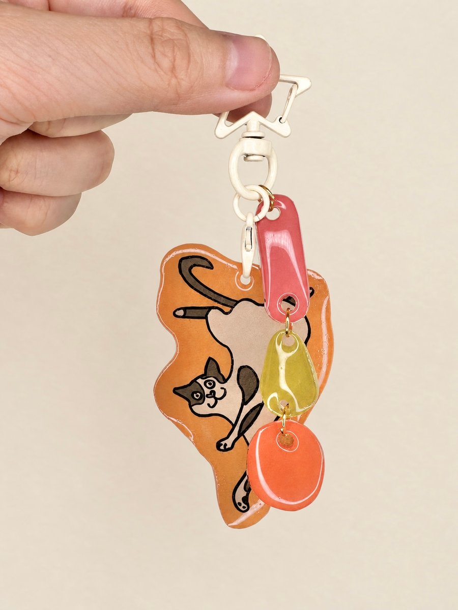 Payday Please Cat – Handmade Original Pet Illustration Keyring