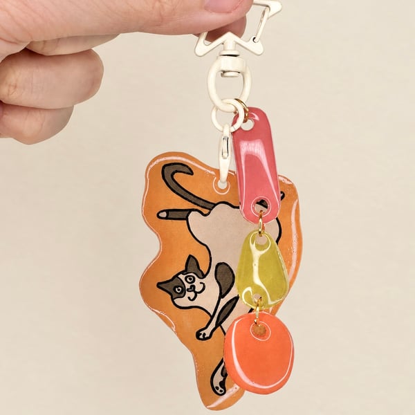 Payday Please Cat – Handmade Original Pet Illustration Keyring
