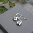 Sterling Silver Pebble Earrings with Blue Topaz Stones - JBJ1095