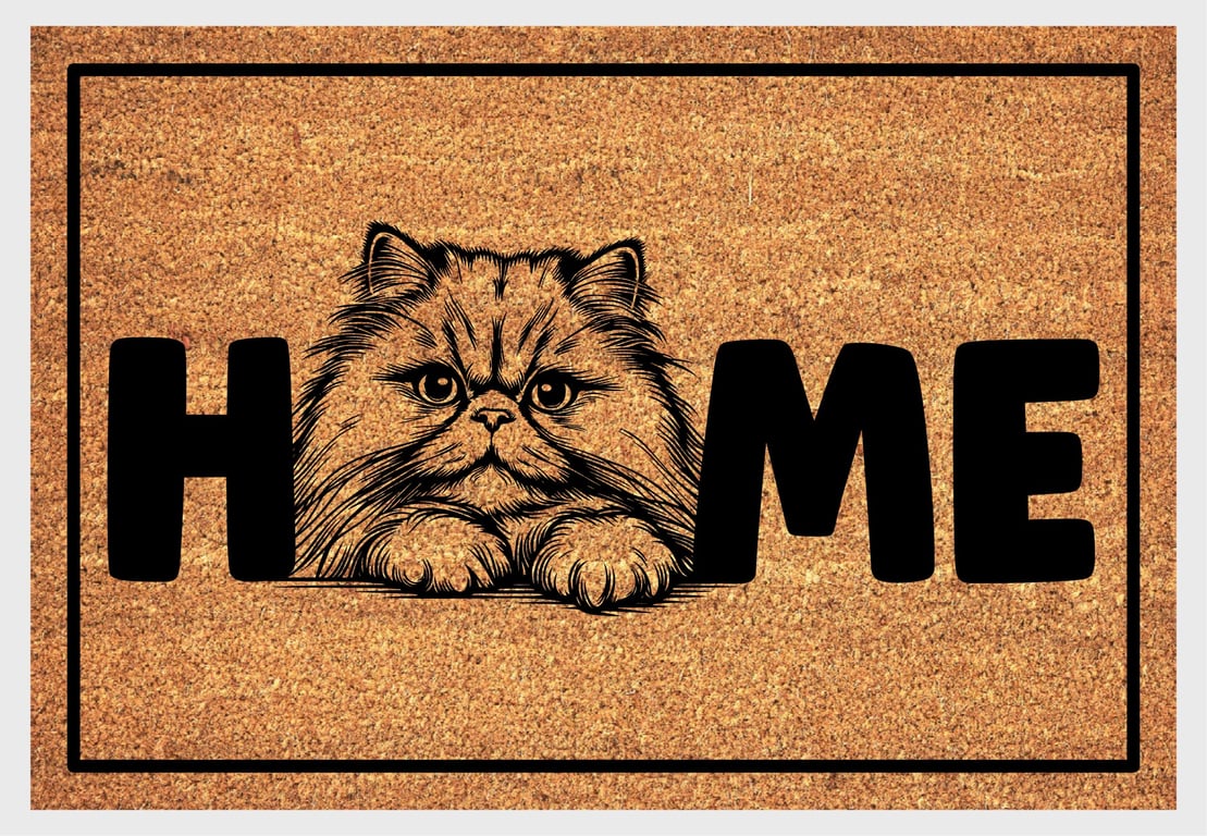 Persian Cat Home Door Mat No.4 - Persian Cat Welcome Mat - 3 Sizes