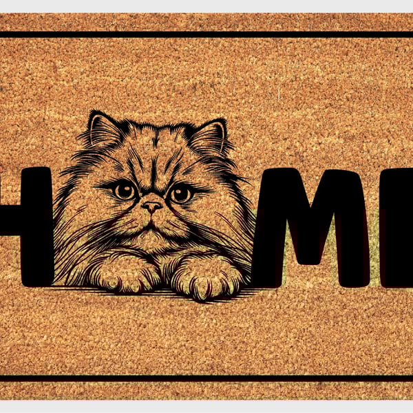 Persian Cat Home Door Mat No.4 - Persian Cat Welcome Mat - 3 Sizes