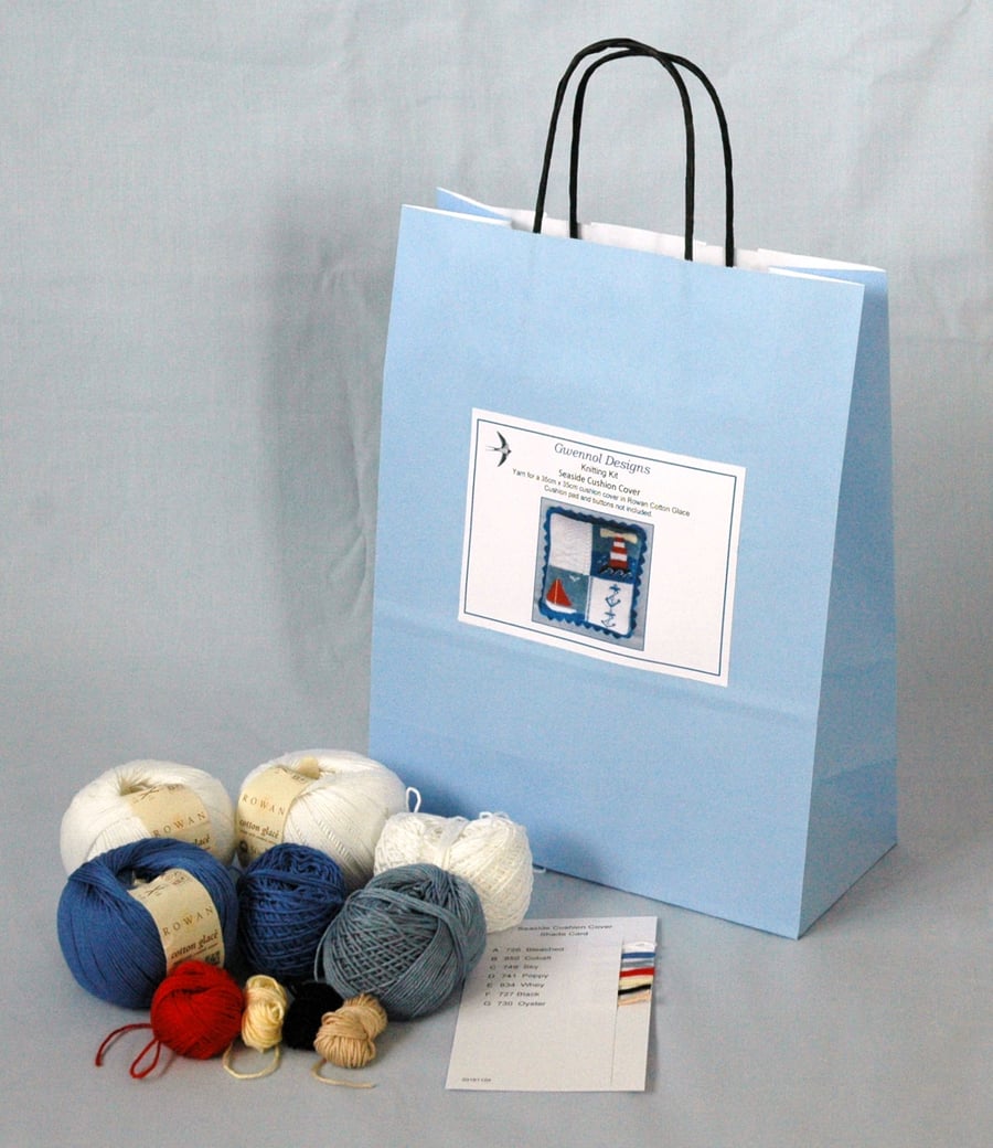 Seaside Cushion Cover Knitting Kit 35cm x 35 cm