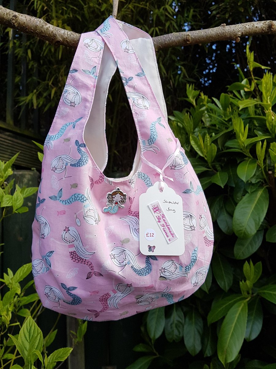 Children's Pale Pink Mermaid Cotton Shoulder bag 