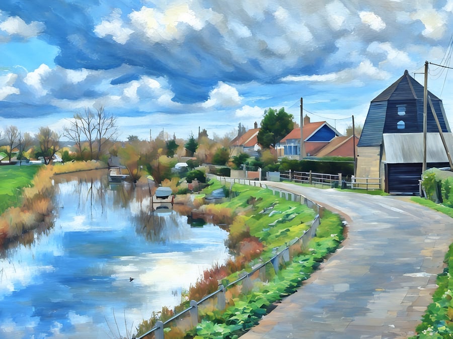 A5 Blank Greeting Card 14th February 2026 Norfolk Mill View 