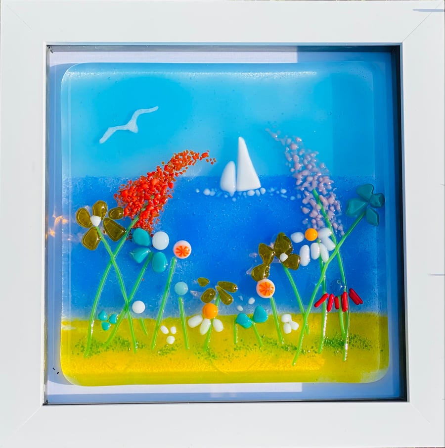 Fused glass “dreaming of at Ives “ glass art ,picture