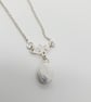 Sterling Silver Green Sea Glass Pendant With Lotus Flower & Rolo Chain  - Image 3