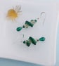 Emerald Green and Silver Spiral Beaded Drop Earrings - Image 6