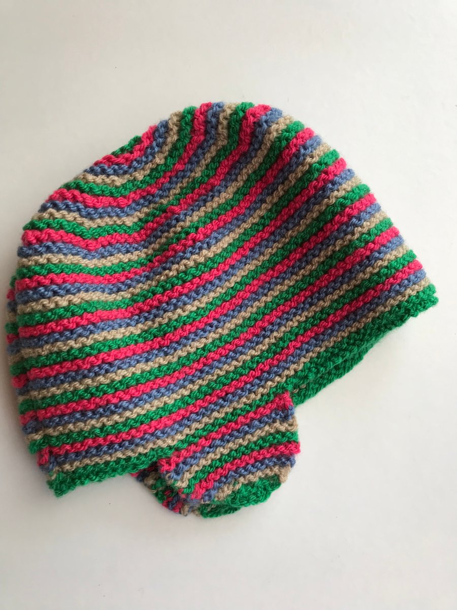 Retro multi-coloured baby hat