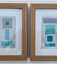 Colourful Combinations Grey Turquoise Handstitched Geometric Art Pictures - Image 7