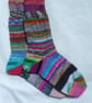 Hand-cranked Frankensox Knitted Ribbed Wool Socks Size 6 to 7 - Image 2