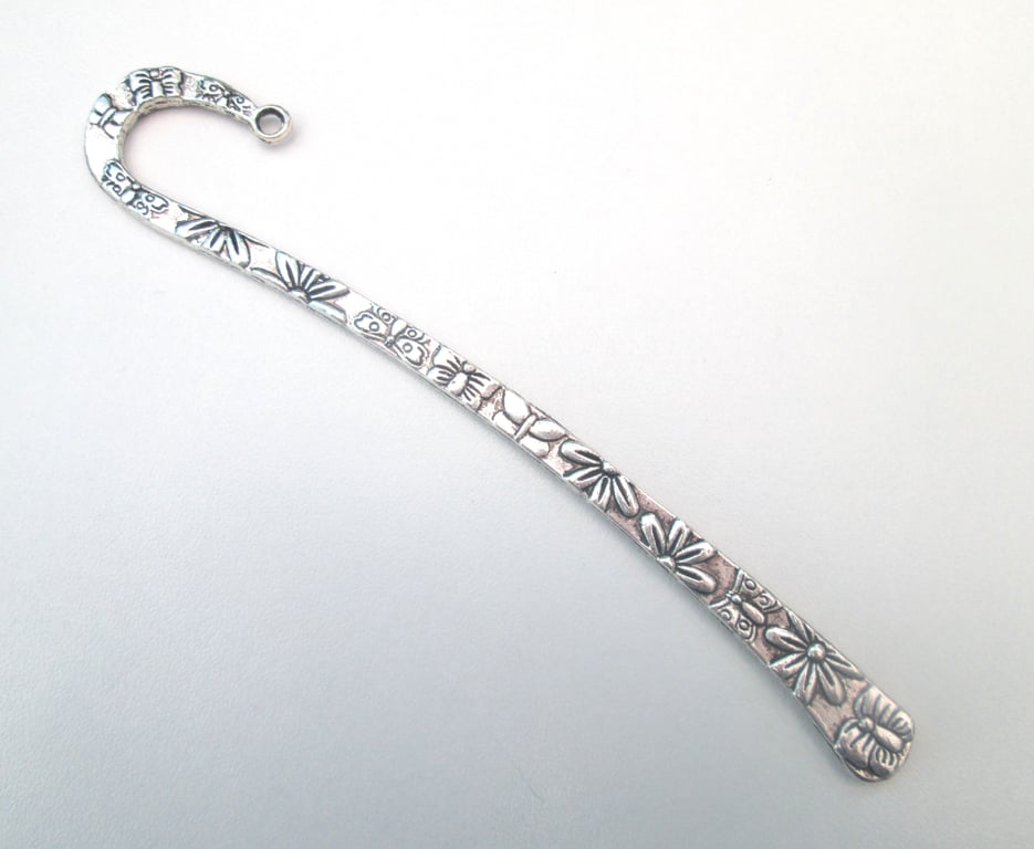 25 Flower and butterfly silver tone bookmarks x25