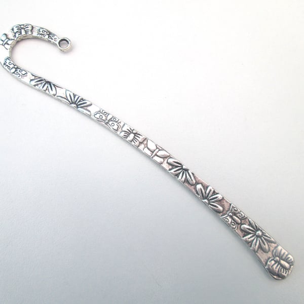 25 Flower and butterfly silver tone bookmarks x25