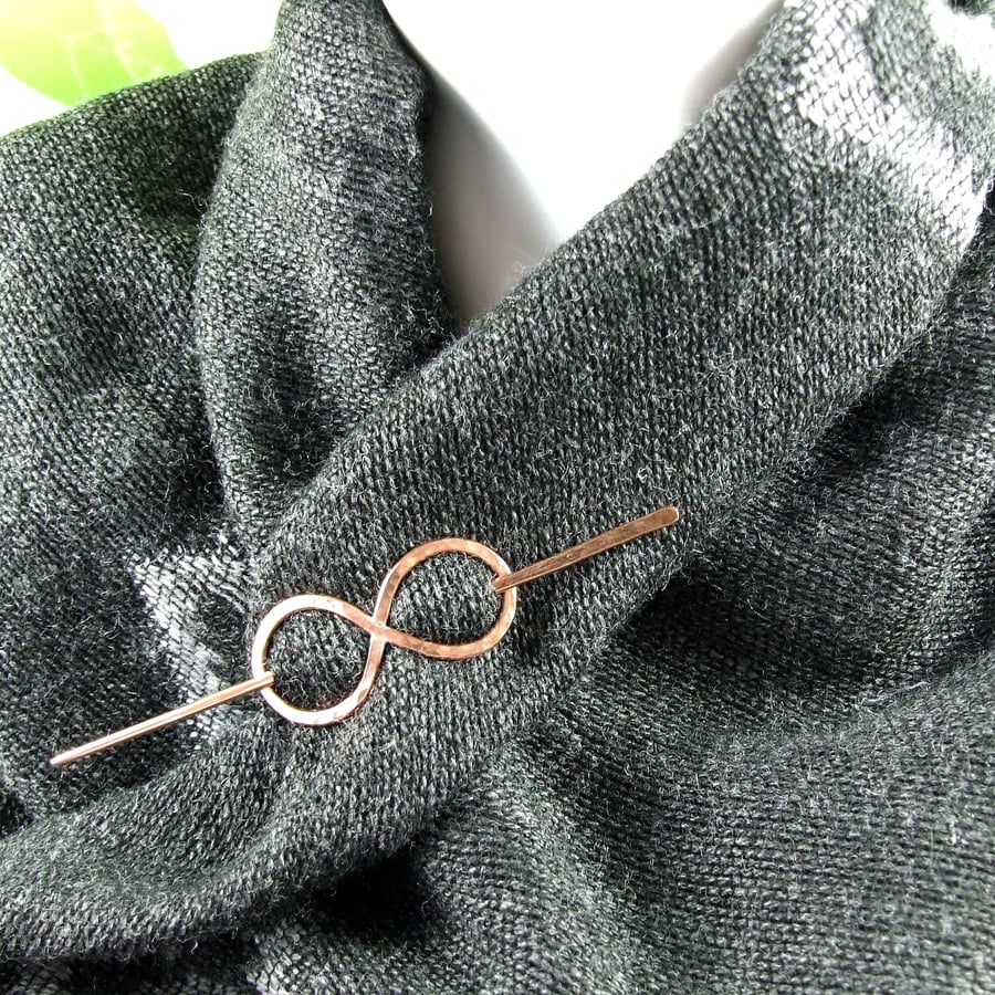 Shawl Pin, Copper Infinity Knot Celtic Clasp