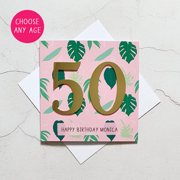 Personalised Plant Birthday Card, Age Card