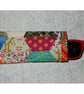 Glasses case - patchwork pink green and red slip in style
