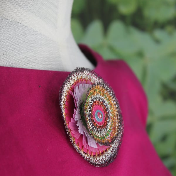 Frilled Rosette Brooch - sustainable jewellery  