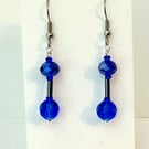 Blue Faceted Glass Beaded Earrings