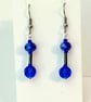 Blue Faceted Glass Beaded Earrings