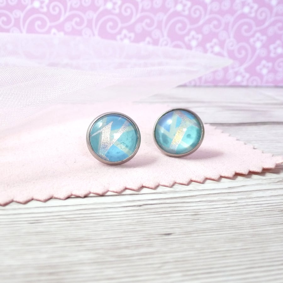One off shades of blue and holographic foil studs - limited collection