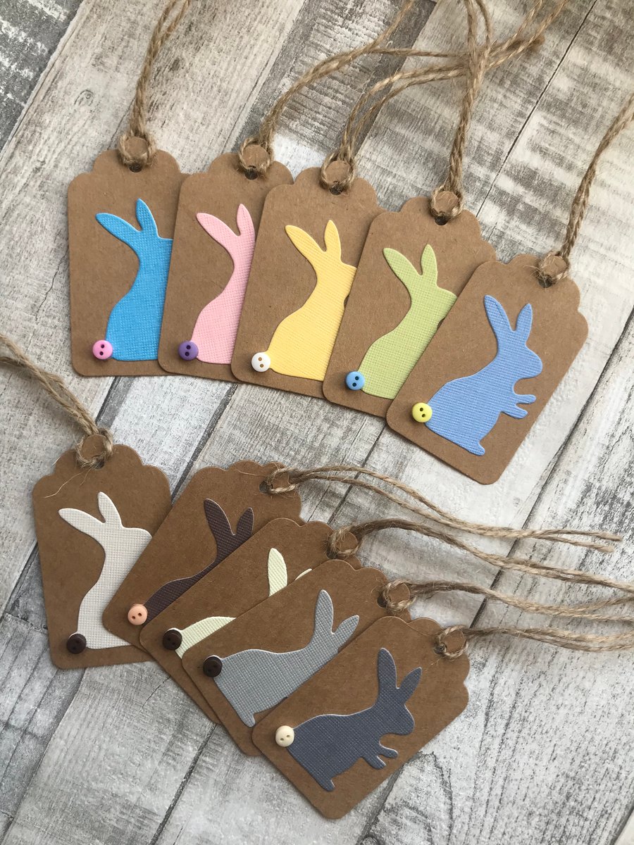 Pack of 5 multipack handmade bunny gift tag or rabbit gift tags