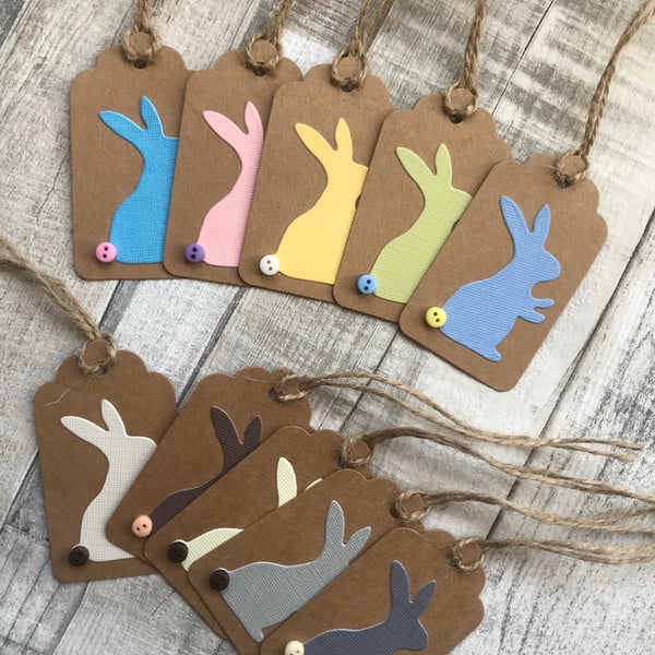 Pack of 5 multipack handmade bunny gift tag or rabbit gift tags
